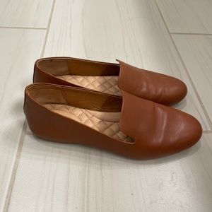 Birdies cognac leather flats size 8.